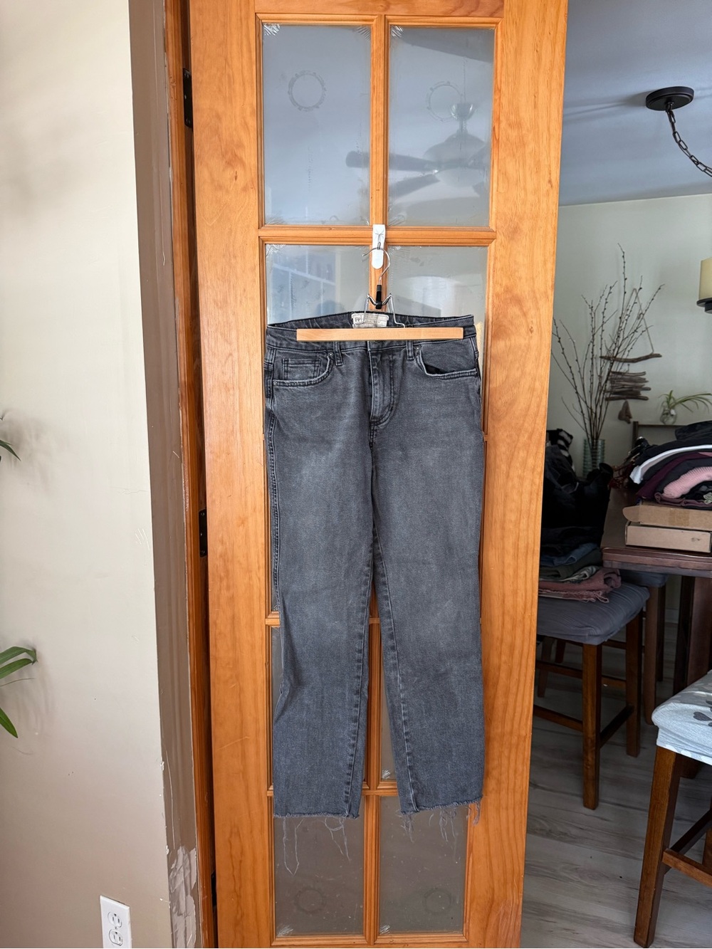Free People Straight Leg Jeans in Washed Black Gray